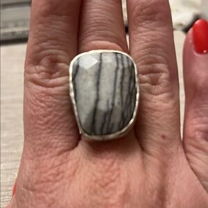Silpada Silver Ring with Striking Gray Stone